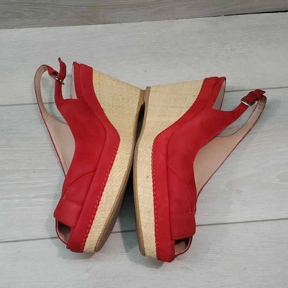 Stuart Weitzman Womens Ankle Suede Slingback Wedge Sandals shoes sz 7.5M - Picture 10 of 13